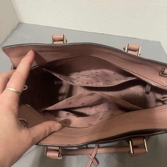 Kate Spade New York Cameron medium satchel in dusty peony crosshatched leather - Picture 10 of 12